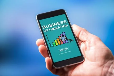 Business optimization concept on a smartphone Stock Photos