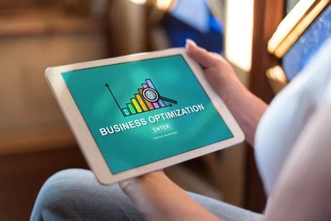 Business optimization concept on a tablet Stock Photos