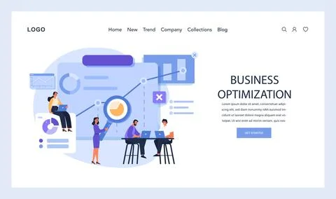 Business Optimization in focus. Teams collaborate on data-driven insights Stockillustratie