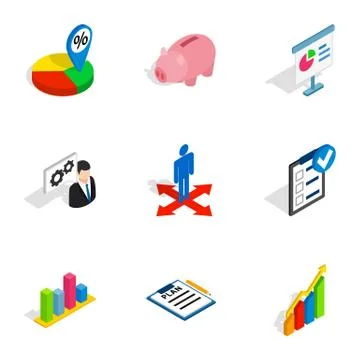 Business optimization icons, isometric 3d style 스톡 일러스트