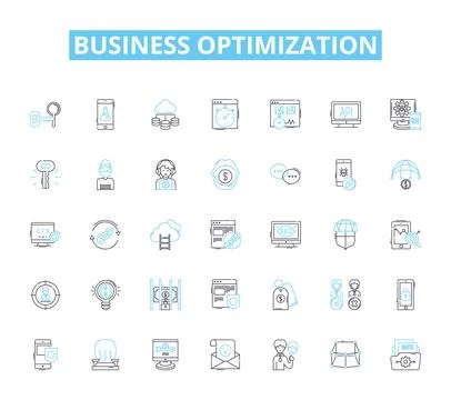 Business optimization linear icons set. Efficiency, Productivity, Profitability 스톡 일러스트