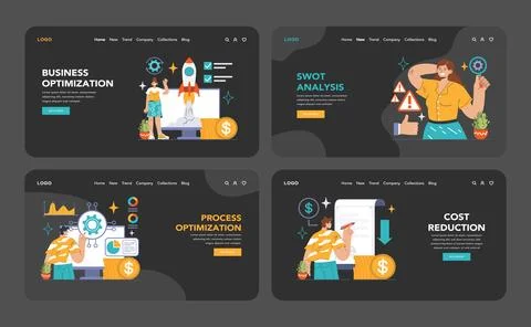 Business Optimization set. Flat vector illustration Stockillustratie