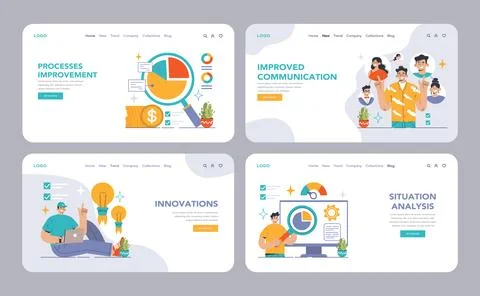 Business Optimization set. Flat vector illustration Illustrazione stock