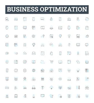 Business optimization vector line icons set. Optimize, Streamline, Automate Stock Illustration