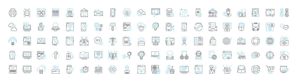 Business optimization vector line icons set. Optimize, Streamline, Automate 库存插图