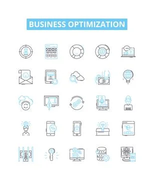 Business optimization vector line icons set. Optimize, Streamline, Automate Stock Illustration