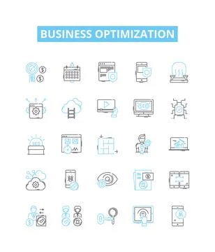 Business optimization vector line icons set. Optimize, Streamline, Automate 스톡 일러스트