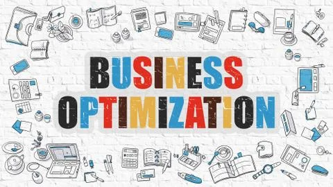 Business Optimization on White Brick Wall Illustrazione stock