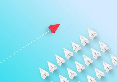 Business or career in a conceptual plot. A red airplane flies across the cour Ilustración de archivo