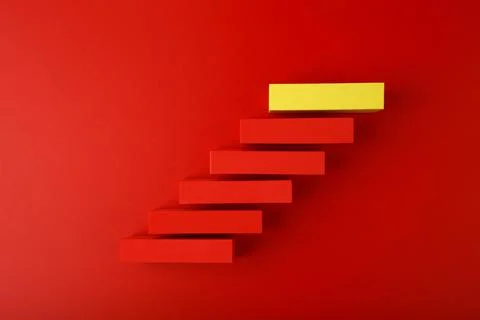 Business or personal development concept. Ladder made of red yellow rectangles Stock Photos
