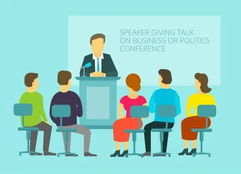 Business or policies message, giving speech, leadership on the podium Stock Illustration