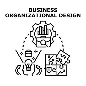 Business organizational design structure optimizing management strategy Illustration