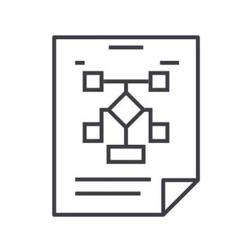 Business organization,flow chart vector line icon, sign, illustration on Stock Illustration