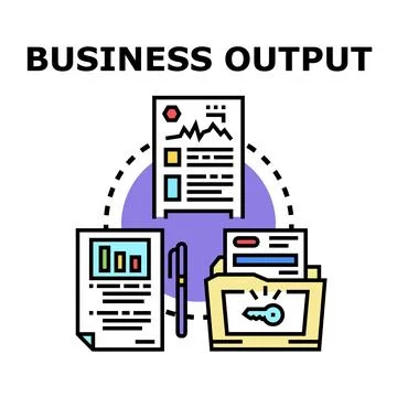 Business output analyzing data management process Illustrazione stock