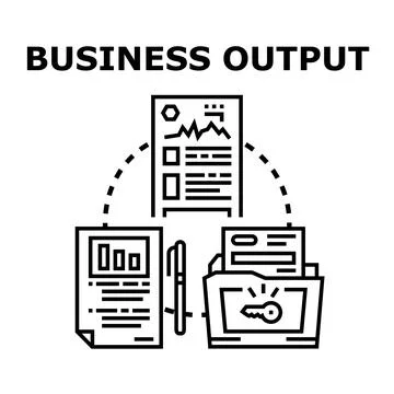 Business output analyzing data management process Stock Illustration