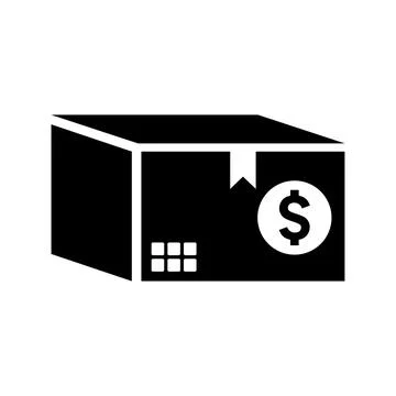 Business, package, box, parcel icon. Black vector graphics. Stock Illustration
