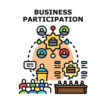 Business participation process with interacting team members Stock Illustration