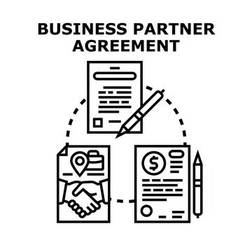 Business partner agreement concept with documents and handshake Ilustración de archivo