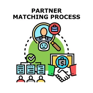 Business partner matching process creating new collaboration 스톡 일러스트