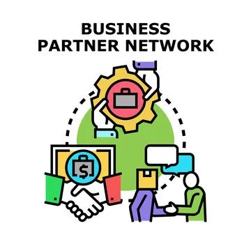 Business partner network connecting collaboration and deal Illustrazione stock
