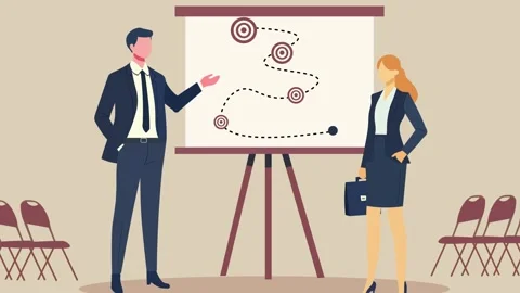 Business Partner Presenting Strategy Concept animation. Businessman stand n.. Stock Footage 304777393