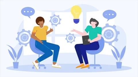Business partner sharing idea and solution concept illustration animated video 库存影片 282758659
