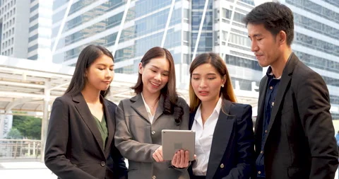 Business Partner using digital tablet online meeting team Partnership businessma Video stock 205442258