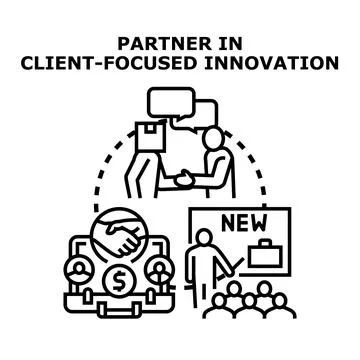 Business partners collaborating for client focused innovation Stock Illustration