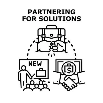Business partners collaborating on solutions development Stock Illustration