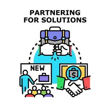 Business partners collaborating on solutions development Stock Illustration