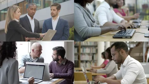 Business partners, colleagues, students using laptops Video stock 131231979