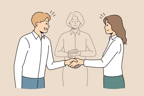 Business partners come to solution with mediator help イラスト素材