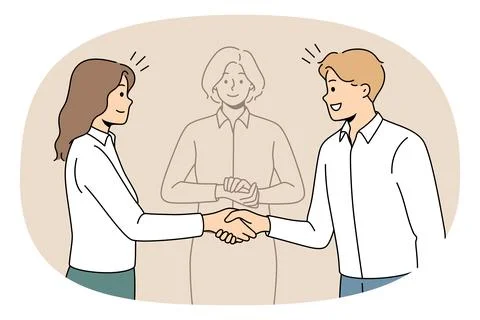 Business partners come to solution with mediator help イラスト素材