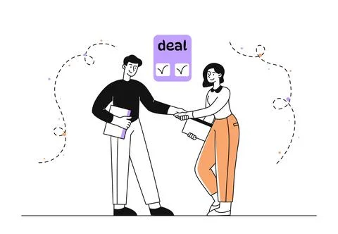 Business partners shake hands vector simple Stock Illustration
