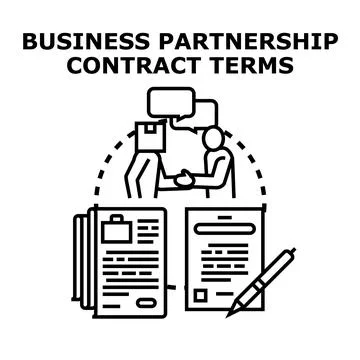 Business partnership contract terms concept illustration Stock Illustration