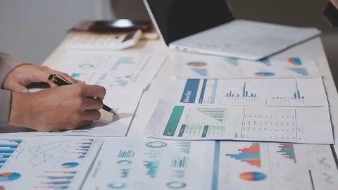 Business partnership coworkers using a tablet to analysis graph company fin.. Stock Footage 342229014