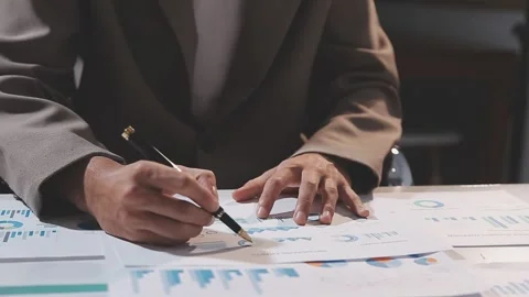 Business partnership coworkers using a tablet to analysis graph company fin.. Stock Footage 342229042