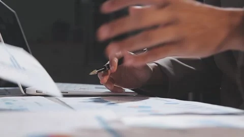 Business partnership coworkers using a tablet to analysis graph company fin.. Stock Footage 342229045