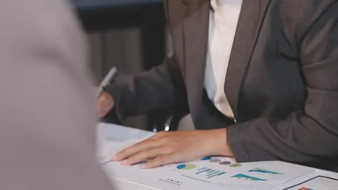 Business partnership coworkers using a tablet to analysis graph company fin.. Stock Footage 342229072