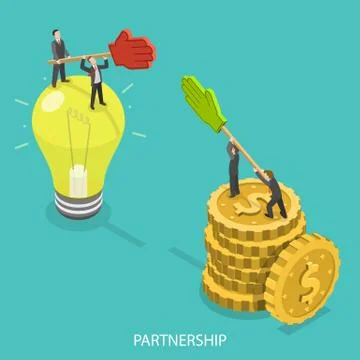 Business partnership flat isometric vector concept. Stock Illustration