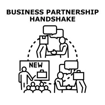 Business partnership handshake developing new project strategy Stock Illustration