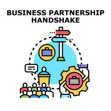 Business partnership handshake process concept vector icon Stock Illustration