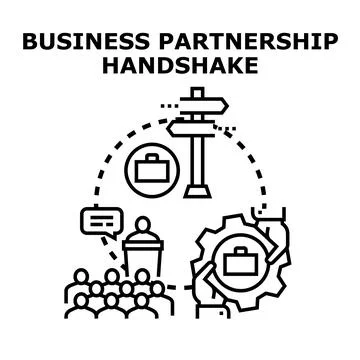 Business partnership handshake process concept vector icon Stock Illustration