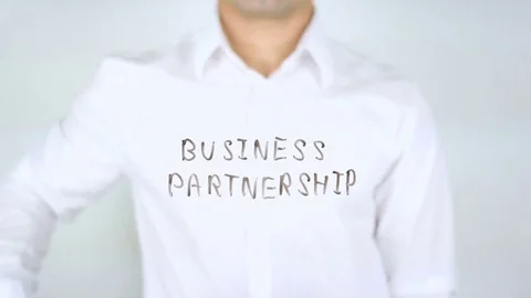 Business Partnership, Man Writing on Glass Stock Footage