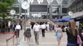 Business Pedestrian Crowd People Walk Passing Lunch Break Canary Wharf London UK HD Footage