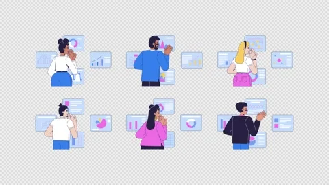 Business people analyzing digital data dashboards and charts animations Stock Footage 347118360
