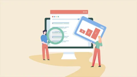 Business people analyzing search engine ranking, SEO data. Stock Footage 161096455