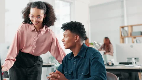 Business, people and computer with mentor in office for website design, user Stock Footage 294690283