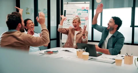 Business, people and hands stack in office with applause, teamwork and stats for Stock Footage 335928559