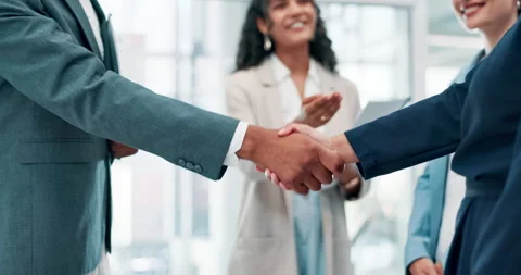 Business, people and handshake for commitment to deal, collaboration or b2b 스톡 동영상 263797393